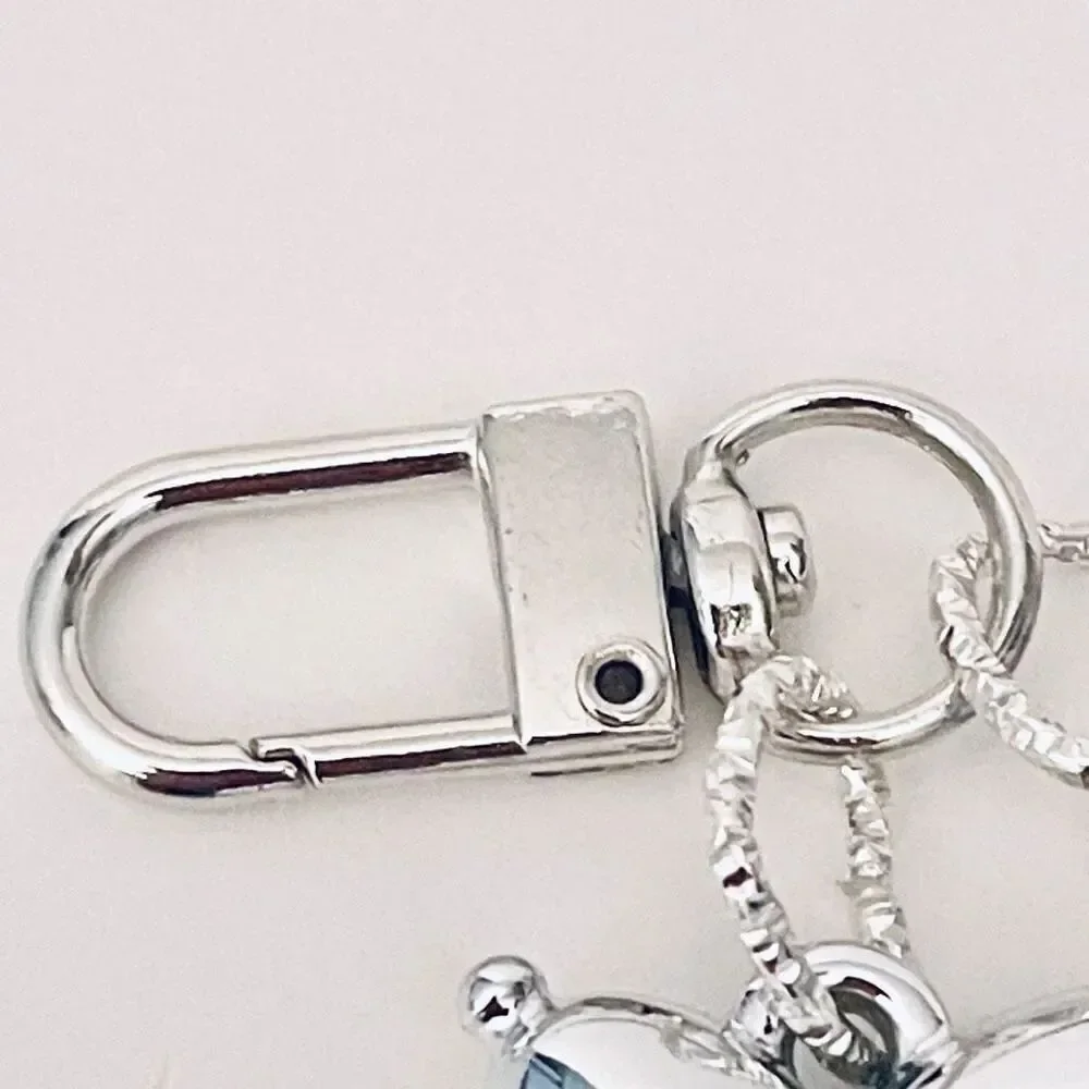 NWT Gorgeous Silver Metal Trendy Laser Balloon Art Dog Shiny Keychain Bag Charm